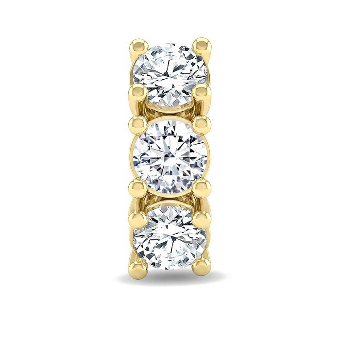 1 1/4 Ctw 3-Stone Round Cut Diamond Fashion Earrings in 14K Yellow Gold