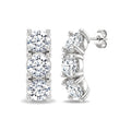 1 Ctw 3-Stone Round Cut Diamond Fashion Earrings in 14K White Gold