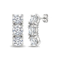 3/4 Ctw 3-Stone Round Cut Diamond Fashion Earrings in 14K White Gold
