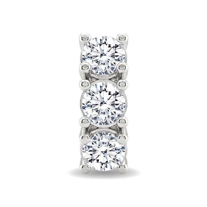 3/4 Ctw 3-Stone Round Cut Diamond Fashion Earrings in 14K White Gold