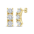3/4 Ctw 3-Stone Round Cut Diamond Fashion Earrings in 14K Yellow Gold