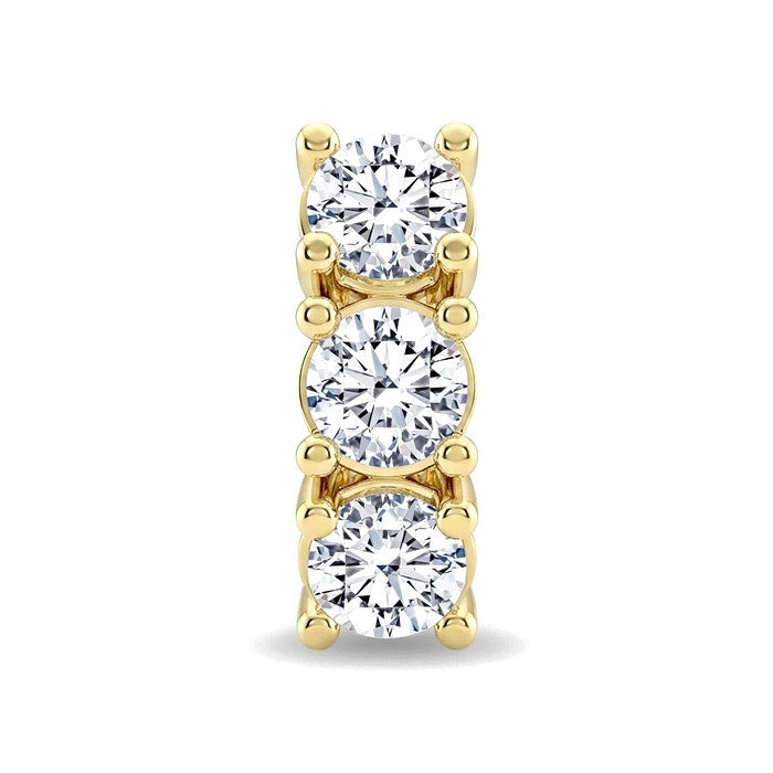 3/4 Ctw 3-Stone Round Cut Diamond Fashion Earrings in 14K Yellow Gold