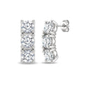 1/2 Ctw 3-Stone Round Cut Diamond Fashion Earrings in 14K White Gold