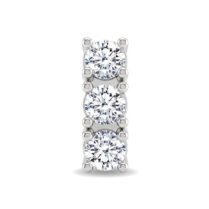 1/2 Ctw 3-Stone Round Cut Diamond Fashion Earrings in 14K White Gold