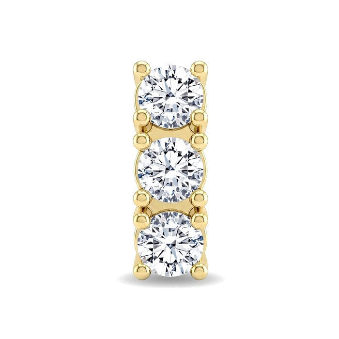 1/2 Ctw 3-Stone Round Cut Diamond Fashion Earrings in 14K Yellow Gold