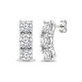 1/4 Ctw 3-Stone Round Cut Diamond Fashion Earrings in 14K White Gold