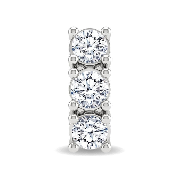 1/4 Ctw 3-Stone Round Cut Diamond Fashion Earrings in 14K White Gold