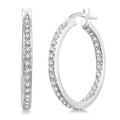 1/2 Ctw Round Cut Diamond Hoop Earrings in 14K White Gold