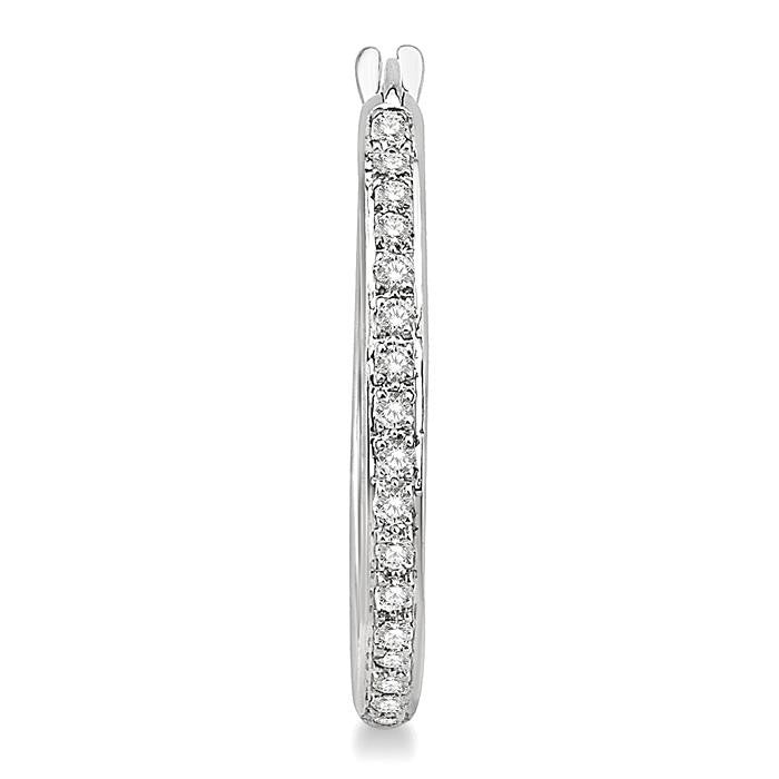 1/2 Ctw Round Cut Diamond Hoop Earrings in 14K White Gold