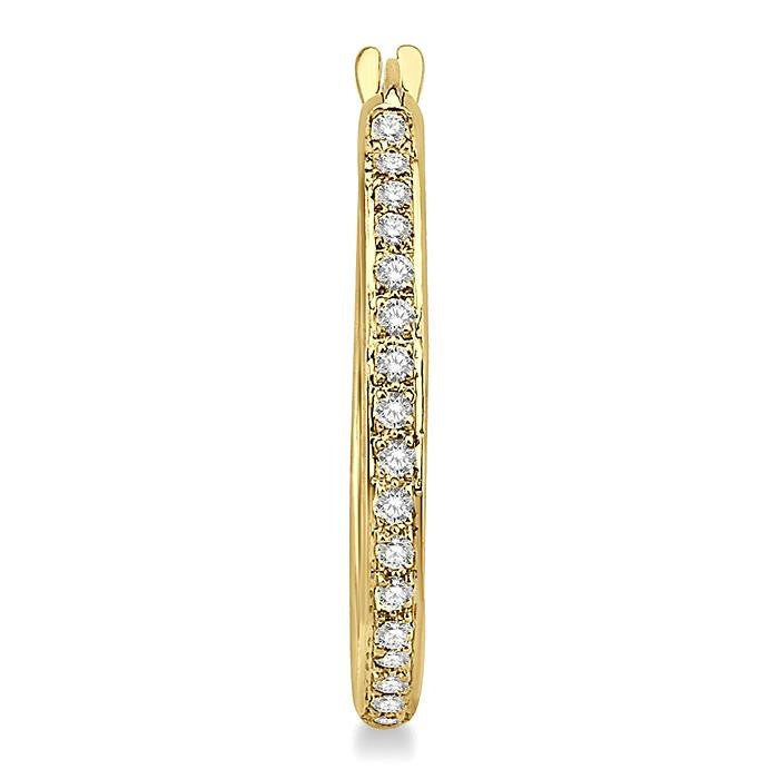 1/2 Ctw Round Cut Diamond Hoop Earrings in 14K Yellow Gold