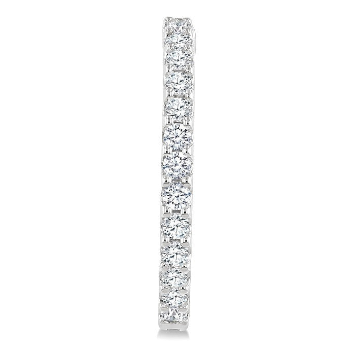 1 Ctw Round Cut Diamond Hoop Earrings in 14K White Gold