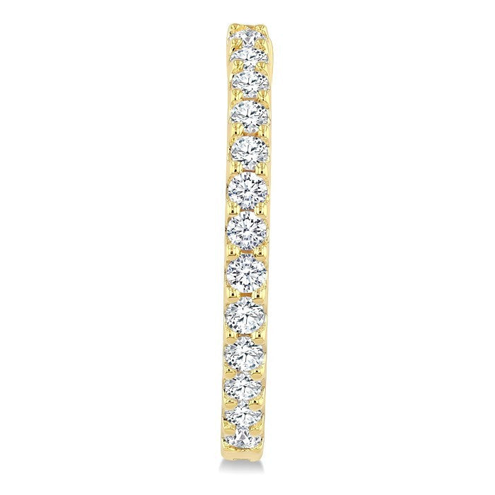 1 Ctw Round Cut Diamond Hoop Earrings in 14K Yellow Gold