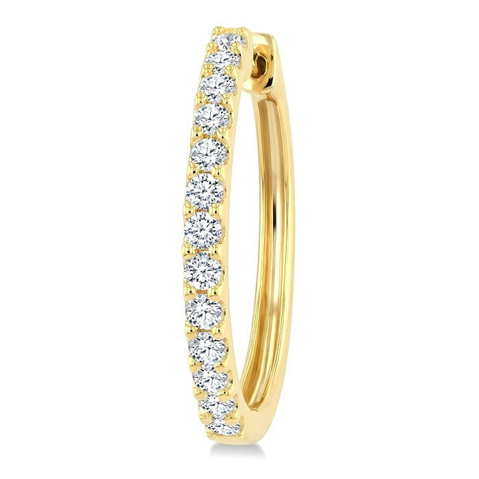 1 Ctw Round Cut Diamond Hoop Earrings in 14K Yellow Gold