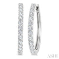 1 Ctw Round Cut Diamond Hoop Earrings in 14K White Gold