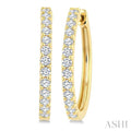 1 Ctw Round Cut Diamond Hoop Earrings in 14K Yellow Gold