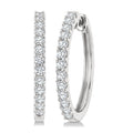 3/4 Ctw Round Cut Diamond Hoop Earrings in 14K White Gold