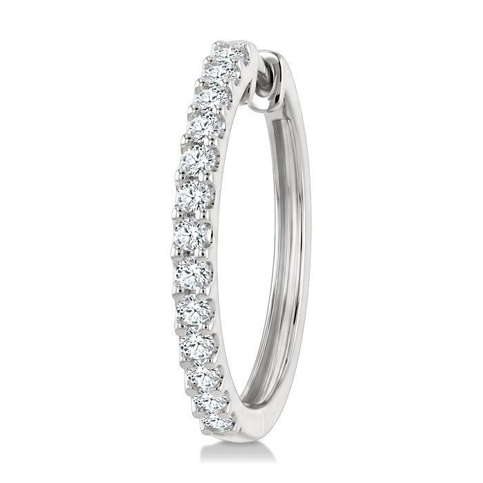 3/4 Ctw Round Cut Diamond Hoop Earrings in 14K White Gold