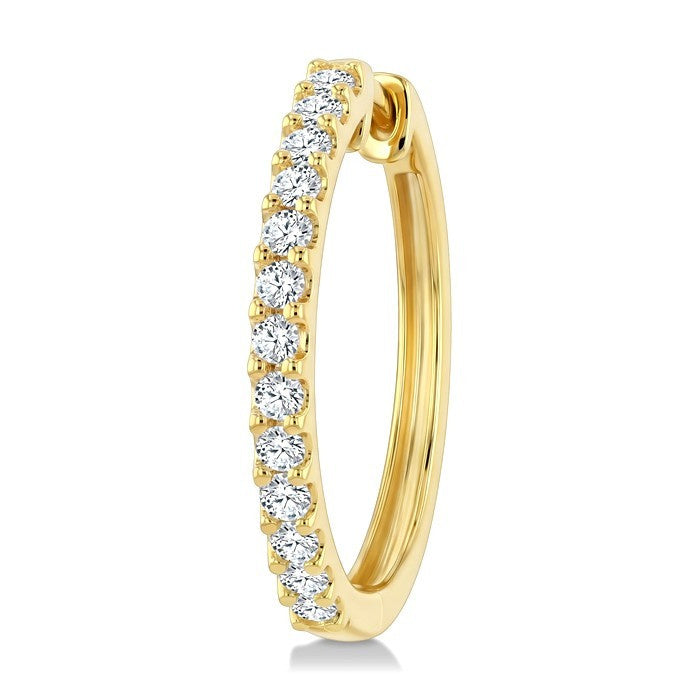3/4 Ctw Round Cut Diamond Hoop Earrings in 14K Yellow Gold