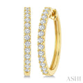 3/4 Ctw Round Cut Diamond Hoop Earrings in 14K Yellow Gold