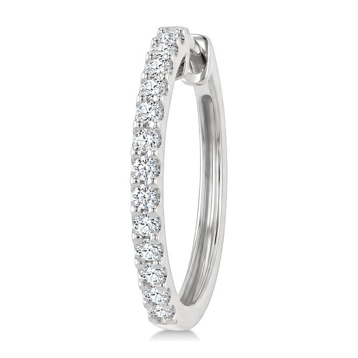 1/2 Ctw Round Cut Diamond Hoop Earrings in 14K White Gold