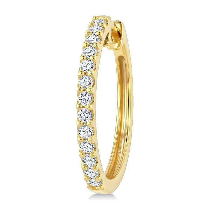 1/2 Ctw Round Cut Diamond Hoop Earrings in 14K Yellow Gold