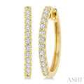 1/2 Ctw Round Cut Diamond Hoop Earrings in 14K Yellow Gold