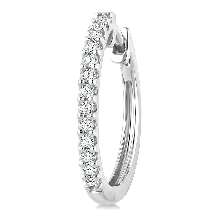 1/3 Ctw Round Cut Diamond Hoop Earrings in 14K White Gold