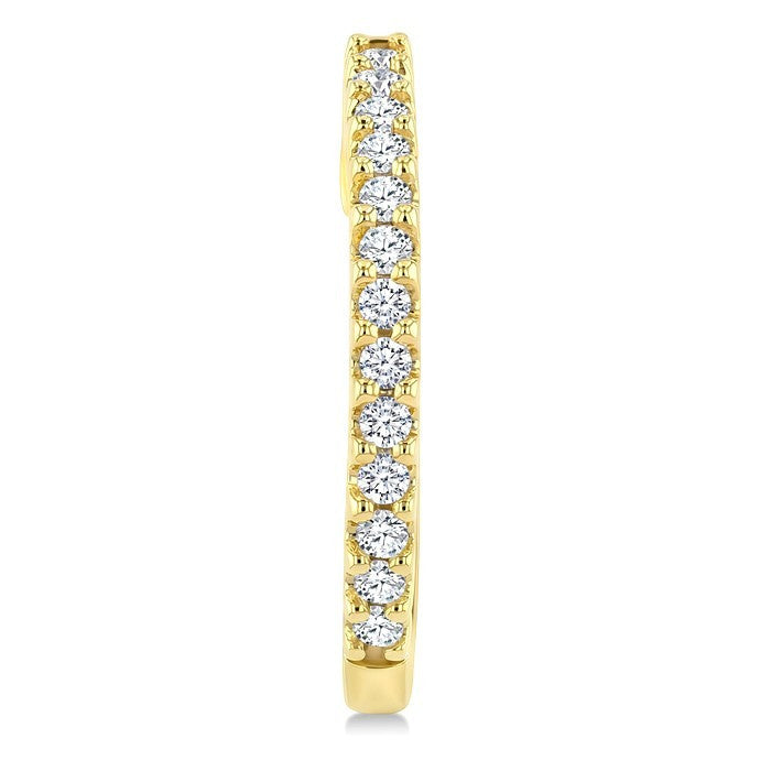 1/3 Ctw Round Cut Diamond Hoop Earrings in 14K Yellow Gold