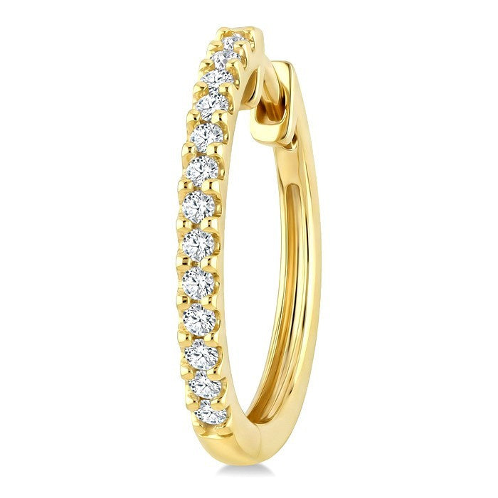1/3 Ctw Round Cut Diamond Hoop Earrings in 14K Yellow Gold