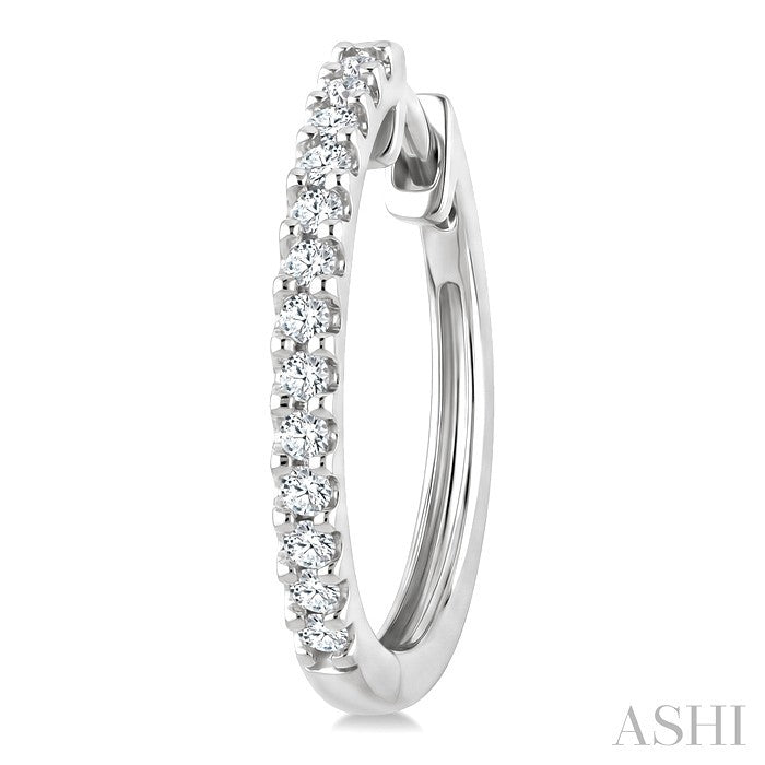 1/3 Ctw Round Cut Diamond Hoop Earrings in 14K White Gold