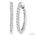 1/3 Ctw Round Cut Diamond Hoop Earrings in 14K White Gold