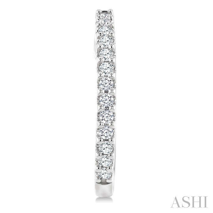 1/3 Ctw Round Cut Diamond Hoop Earrings in 14K White Gold