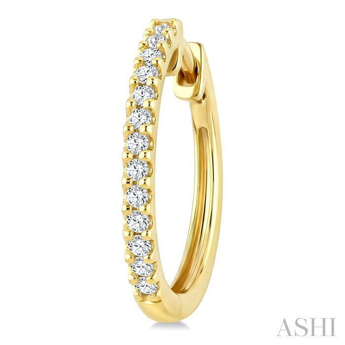 1/3 Ctw Round Cut Diamond Hoop Earrings in 14K Yellow Gold