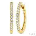 1/3 Ctw Round Cut Diamond Hoop Earrings in 14K Yellow Gold