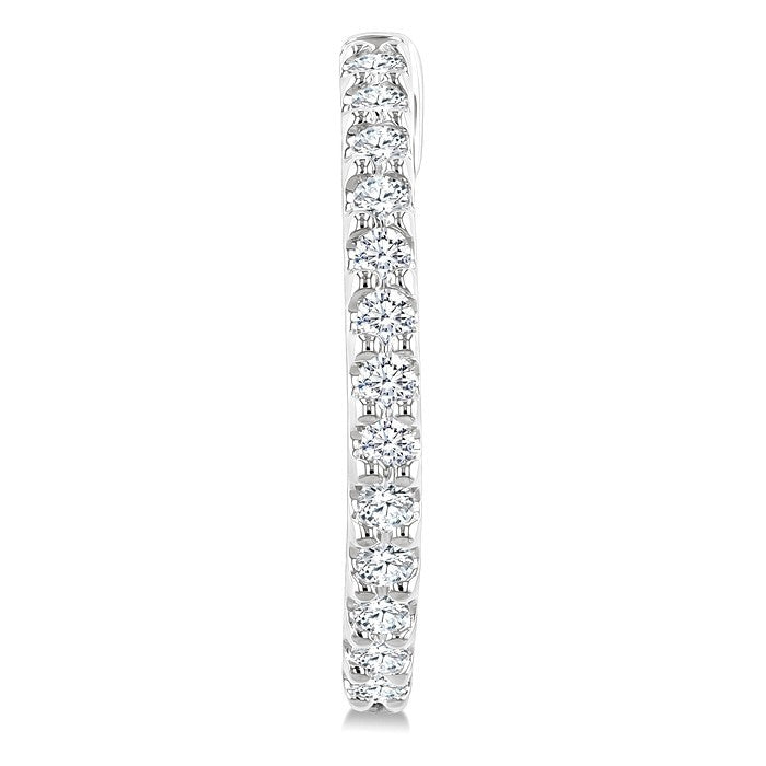 1/4 Ctw Round Cut Diamond Hoop Earrings in 14K White Gold