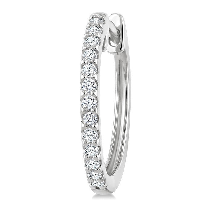 1/4 Ctw Round Cut Diamond Hoop Earrings in 14K White Gold