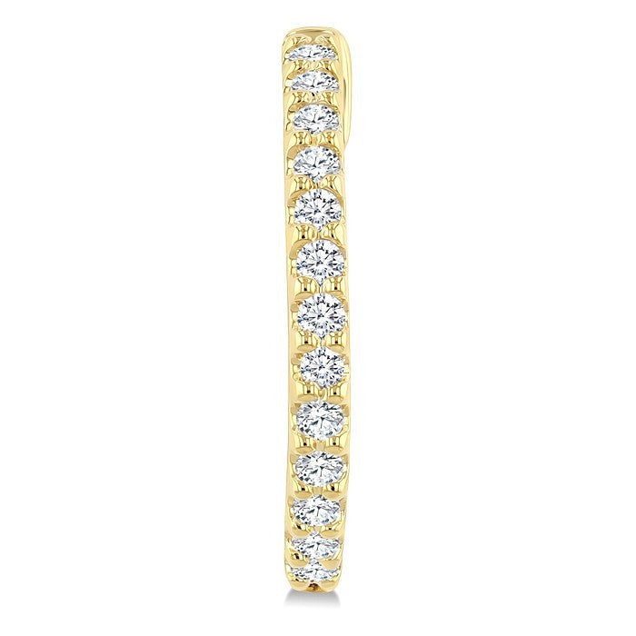 1/4 Ctw Round Cut Diamond Hoop Earrings in 14K Yellow Gold