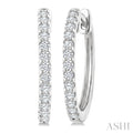 1/4 Ctw Round Cut Diamond Hoop Earrings in 14K White Gold