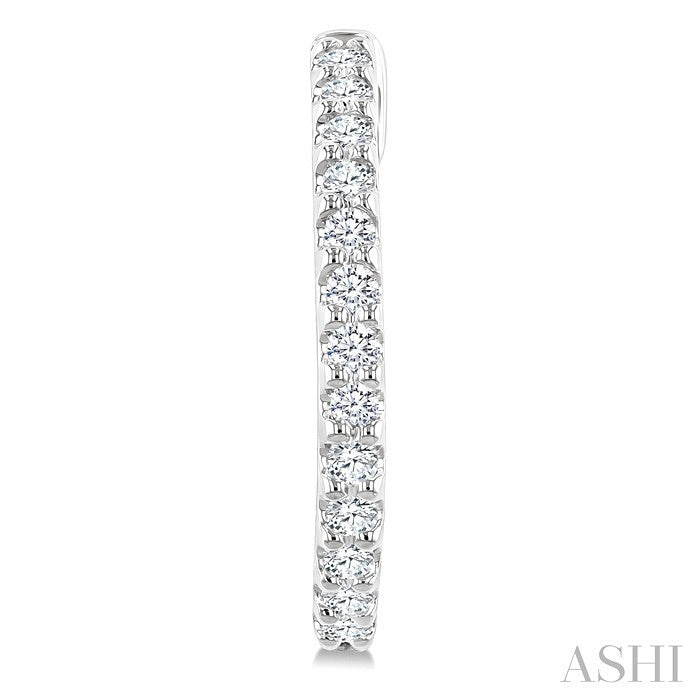 1/4 Ctw Round Cut Diamond Hoop Earrings in 14K White Gold