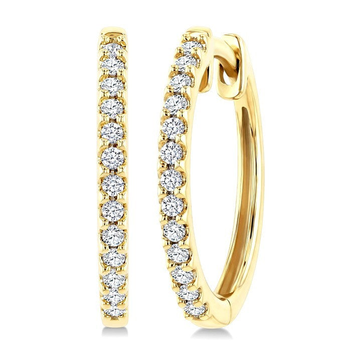 1/5 Ctw Round Cut Diamond Hoop Earrings in 10K Yellow Gold