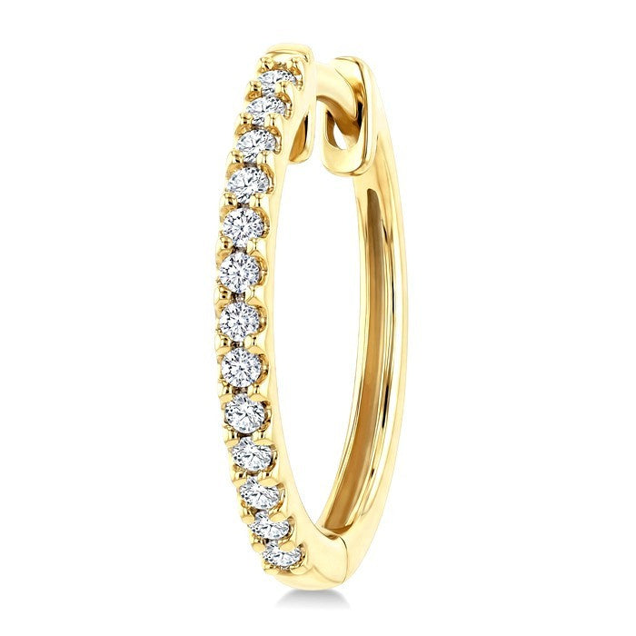 1/5 Ctw Round Cut Diamond Hoop Earrings in 10K Yellow Gold