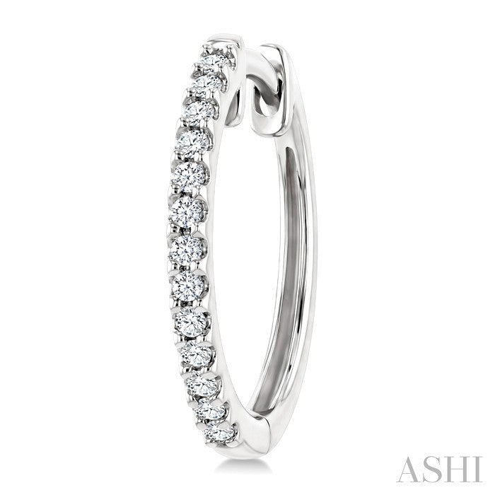 1/5 Ctw Round Cut Diamond Hoop Earrings in 10K White Gold
