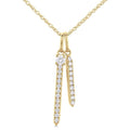1/6 Ctw Twin Vertical Bar Round Cut Diamond Fashion Pendant With Chain in 14K Yellow Gold