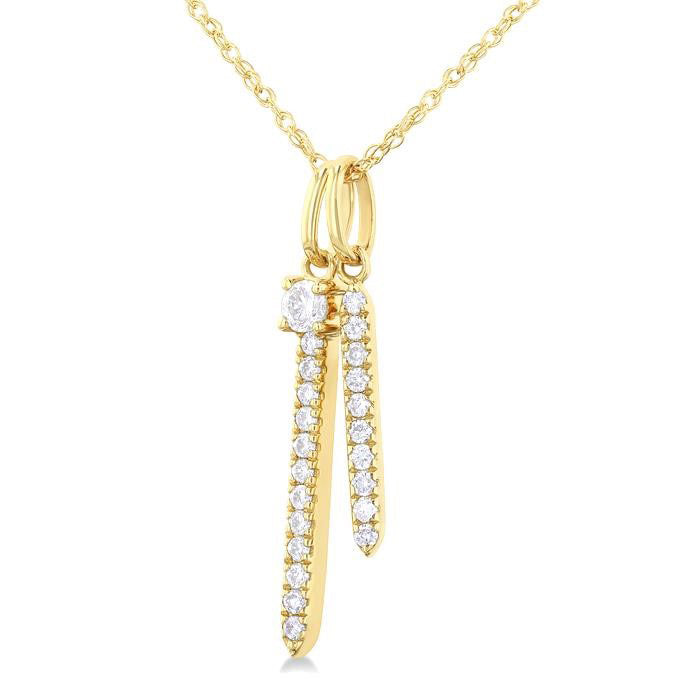 Double Vertical Bar Diamond Pendant