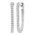 1/10 Ctw Round Cut Diamond Fashion Hoop Earrings in 10K White Gold