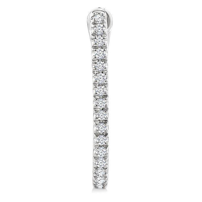 1/10 Ctw Round Cut Diamond Fashion Hoop Earrings in 10K White Gold
