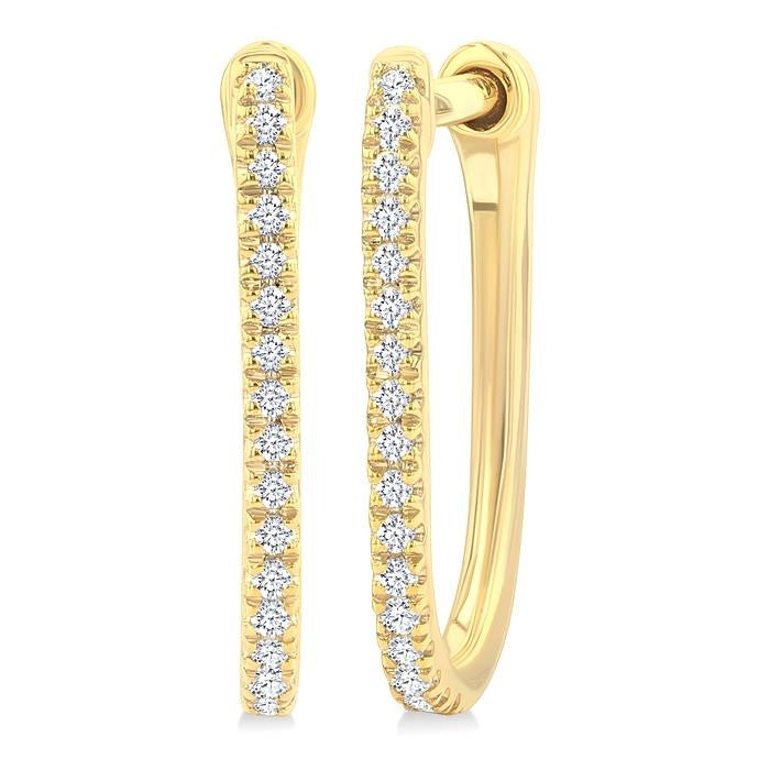 1/10 Ctw Round Cut Diamond Fashion Hoop Earrings in 10K Yellow Gold
