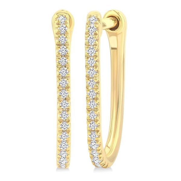 1/10 Ctw Round Cut Diamond Fashion Hoop Earrings in 10K Yellow Gold
