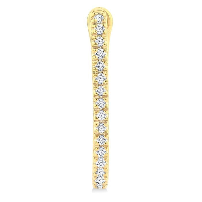 1/10 Ctw Round Cut Diamond Fashion Hoop Earrings in 10K Yellow Gold