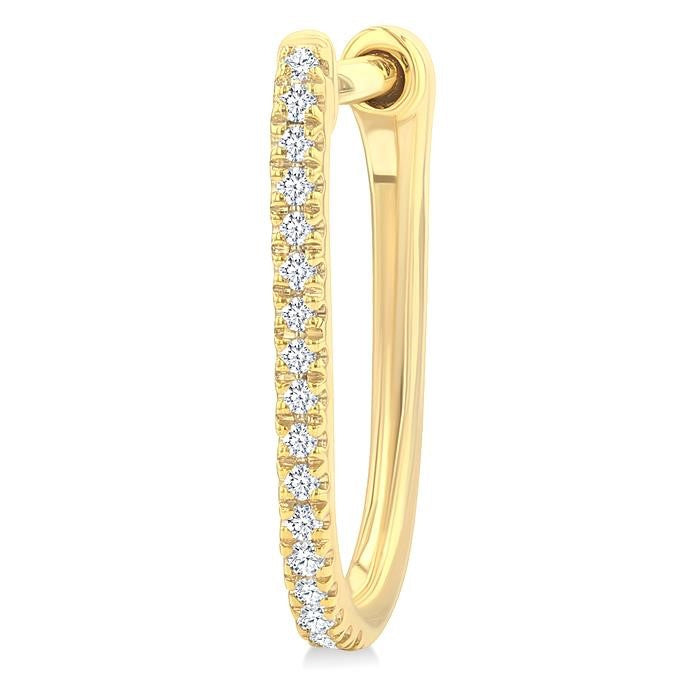 1/10 Ctw Round Cut Diamond Fashion Hoop Earrings in 10K Yellow Gold